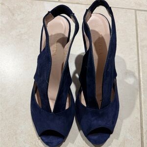 Cavela Navy Peep-Toe Heels